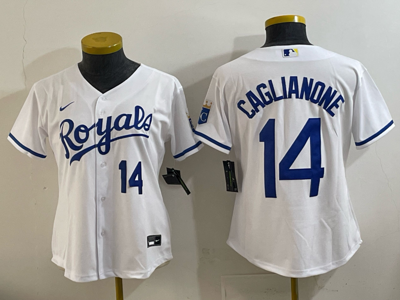 Women Kansas City Royals #14 Caglianone white Nike MLB 2025 jersey 008